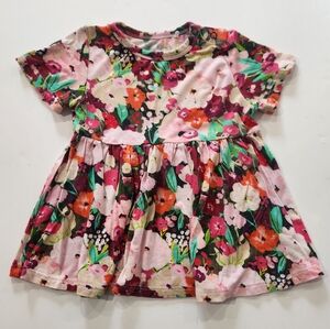 Posh Peanut Bamboo Katerina Pink Floral Peplum Top Shirt Size 18-24 Months
